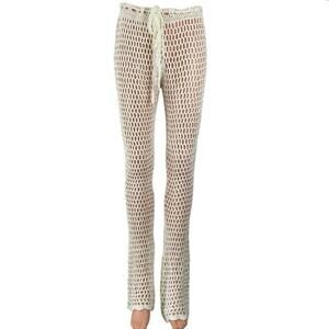 Primi Cream Crochet Mesh High Waisted Summer Swimming Cover Up Trousers Pants M